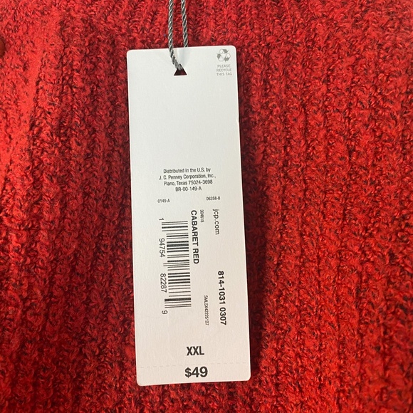 Liz Claiborne Womens Sweater XXL Cabaret Red Pullover Long Sleeves Rhinestones - Picture 9 of 10